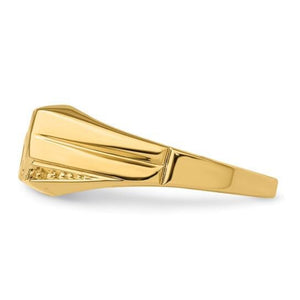 Gold men's ring on a white background