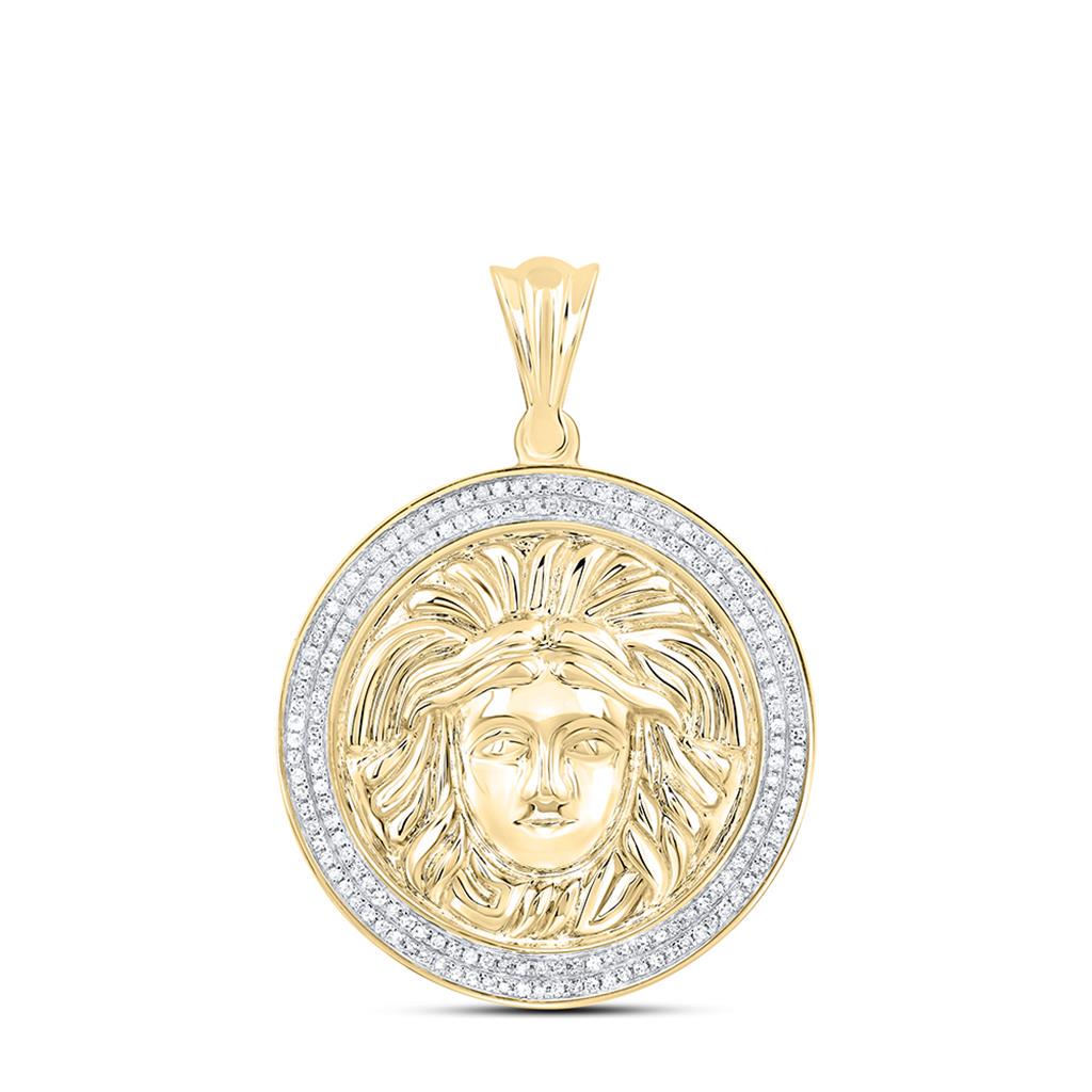 10k Gold Medusa Pendant and Earring Set: Diamond Gorgon Charm