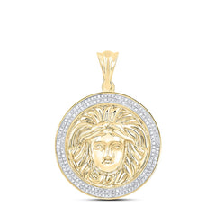 10k Gold Medusa Pendant and Earring Set: Diamond Gorgon Charm