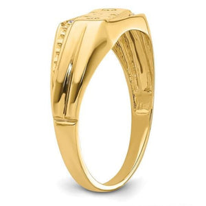 Gold ring on a white background