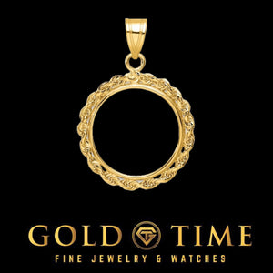 14k yellow gold rope edge bezel for a 1/10 oz American Eagle coin pendant