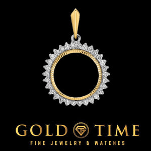 14k gold bezel with natural diamond edge for a 1/10 oz American Eagle coin pendant