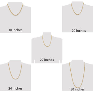 Length chart showing the Byzantine chain at 18, 20, 22, 24, and 30 inches on neck forms