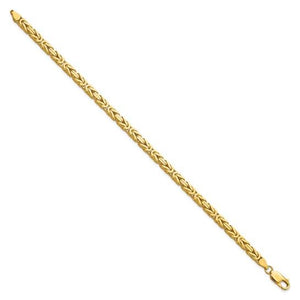 10K gold Byzantine bracelet laid out straight on white