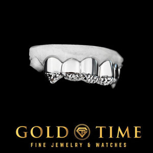 Close view of the trillion cut tips across the white gold six piece set