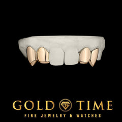 Custom 4 Piece Solid Incisor and Fang Grillz - Custom Fit Gold or Silver Grillz - Includes Mold Kit - Made to Order Teeth Jewelry