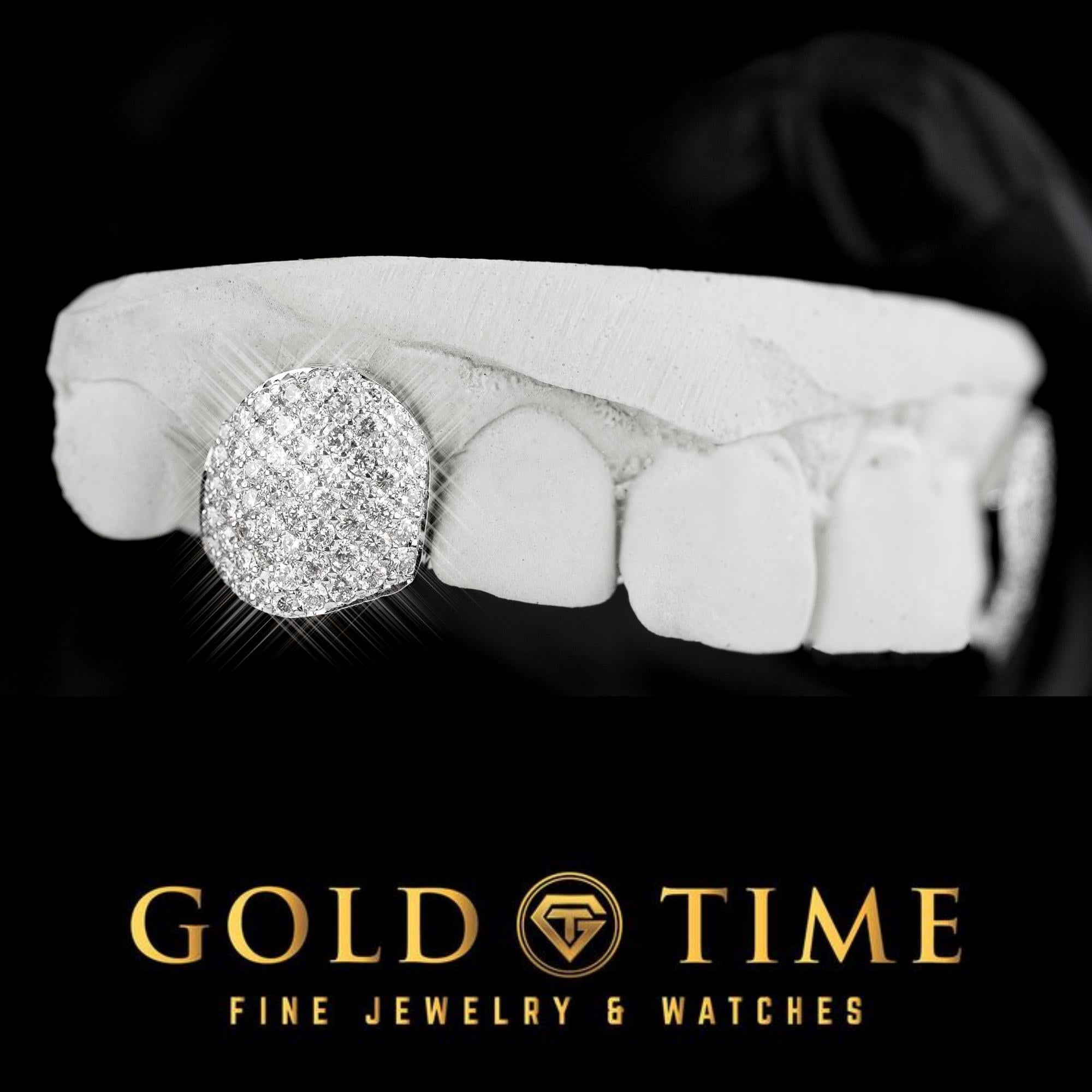 Custom Honeycomb Iced Out Moissanite Fang Grillz  2 Piece in Silver or Gold  Made to Order Grillz with Impression Kit