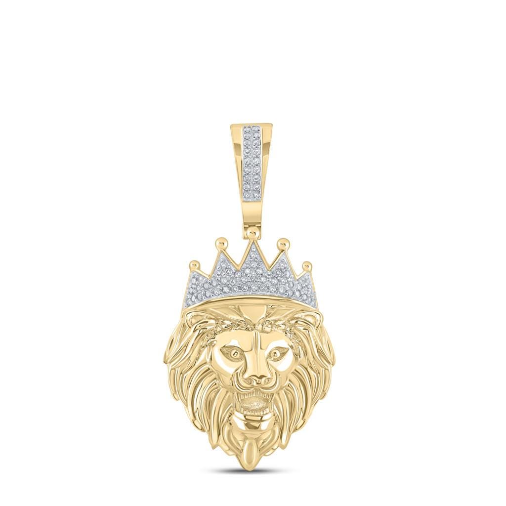 10K Gold and Diamond Lion Pendant - 1/6 CTW Diamonds