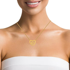 Personalized Custom Heart Monogram Initial Necklace in Gold or Silver