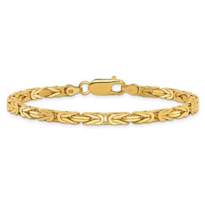 10K gold Byzantine bracelet laid flat with its lobster clasp