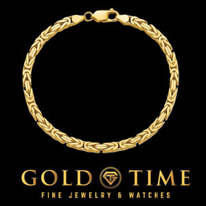 10K yellow gold 4mm Byzantine bracelet in a circle on a black Gold Time background