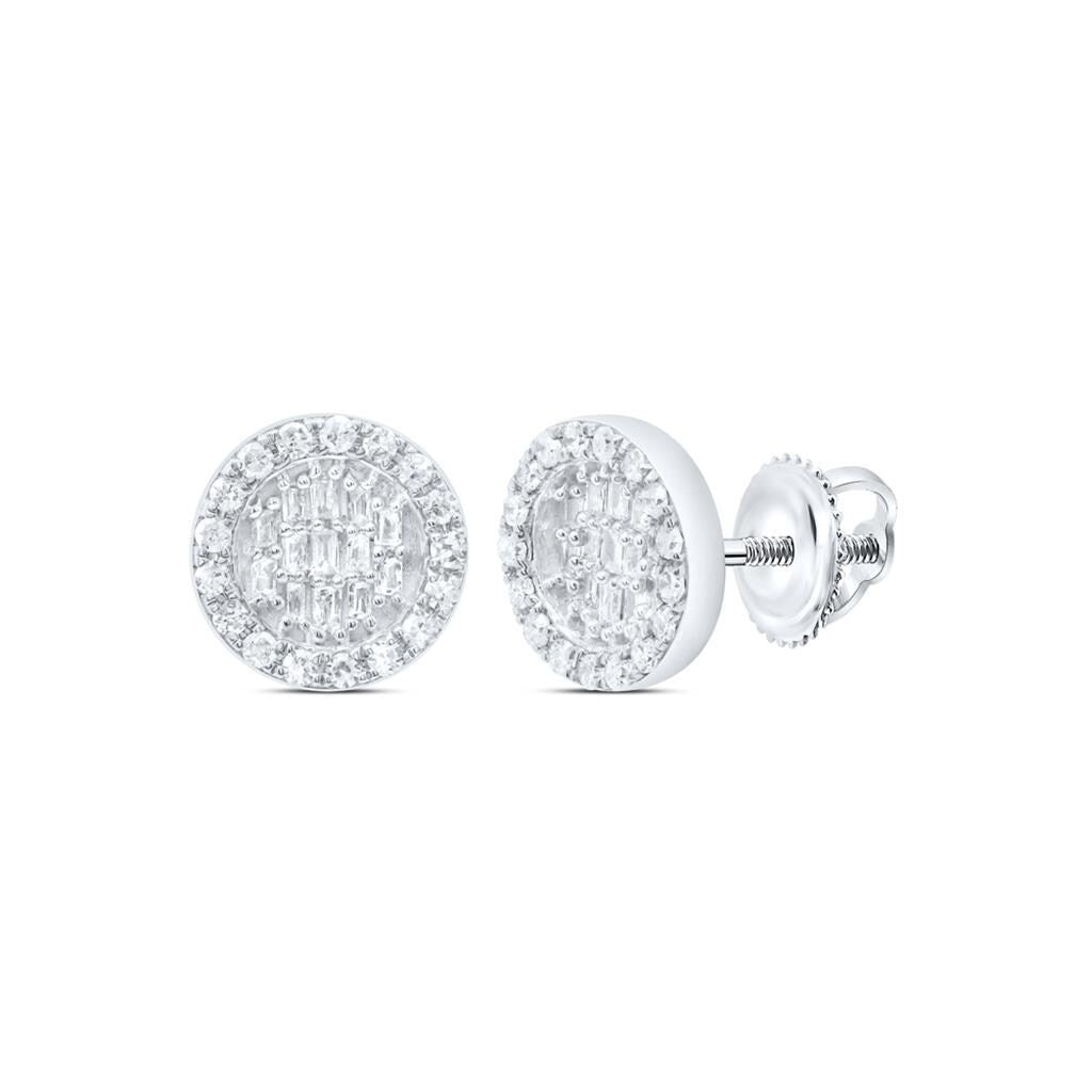 10K Yellow or White Gold Diamond Halo Stud Earrings 1/3 CTW Round Natural Diamond Screw Back Gift for Him or Her 9mm Fine Jewelry