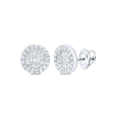 10K Yellow or White Gold Diamond Halo Stud Earrings 1/3 CTW Round Natural Diamond Screw Back Gift for Him or Her 9mm Fine Jewelry