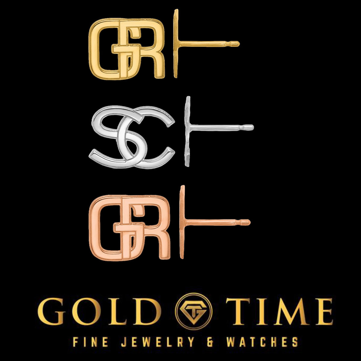 Custom Interlocking Initial Earrings | Personalized Letter Studs | Sterling Silver or Gold | Made to Order Jewelry Gift | Gold Time Killeen