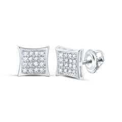 10K Gold Diamond Stud Earrings  Square Kite Shape Pave-Set Studs  1/10 CTW Natural Diamonds  Screw Back Closure