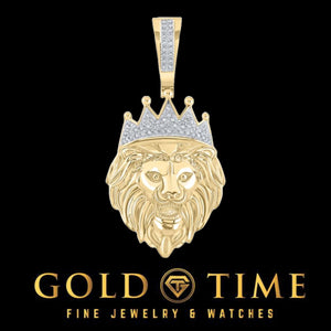 10K gold diamond lion pendant