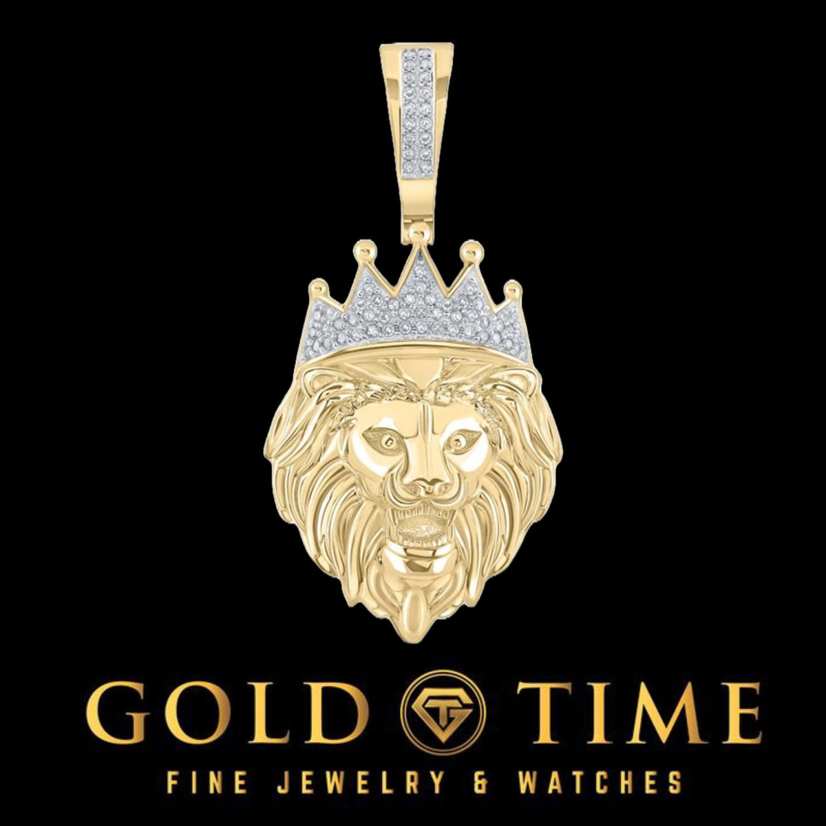 10K Gold and Diamond Lion Pendant - 1/6 CTW Diamonds