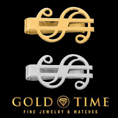 Personalized Gold Dollar Sign Money Clip  Custom Sterling Silver Gift for Him  Engraved Mens Luxury Accessory  USA Made