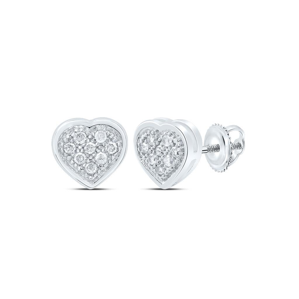10K Gold Heart Diamond Jewelry Set  Pave-Set Natural Diamonds  Pendant & Screw-Back Earrings  Available in Yellow or White Gold