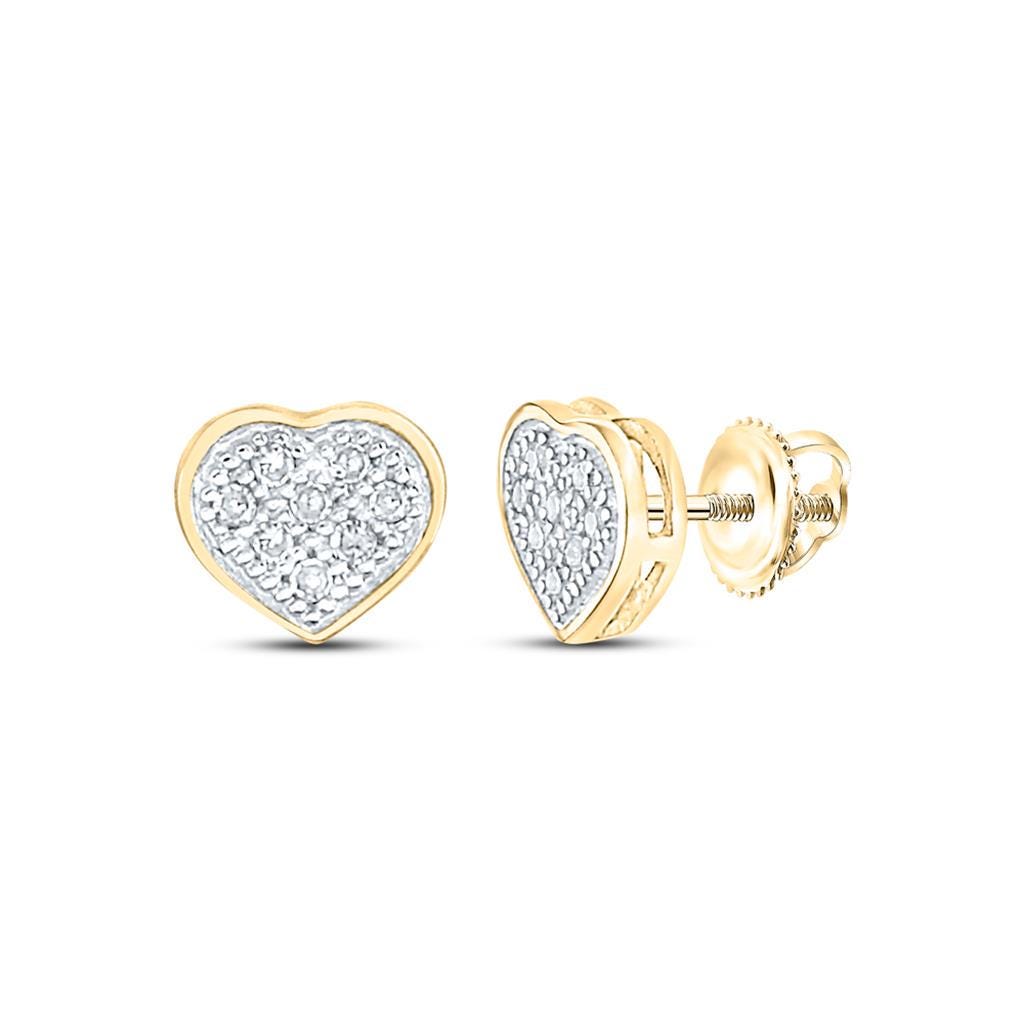 10K Gold Heart Diamond Jewelry Set  Pave-Set Natural Diamonds  Pendant & Screw-Back Earrings  Available in Yellow or White Gold