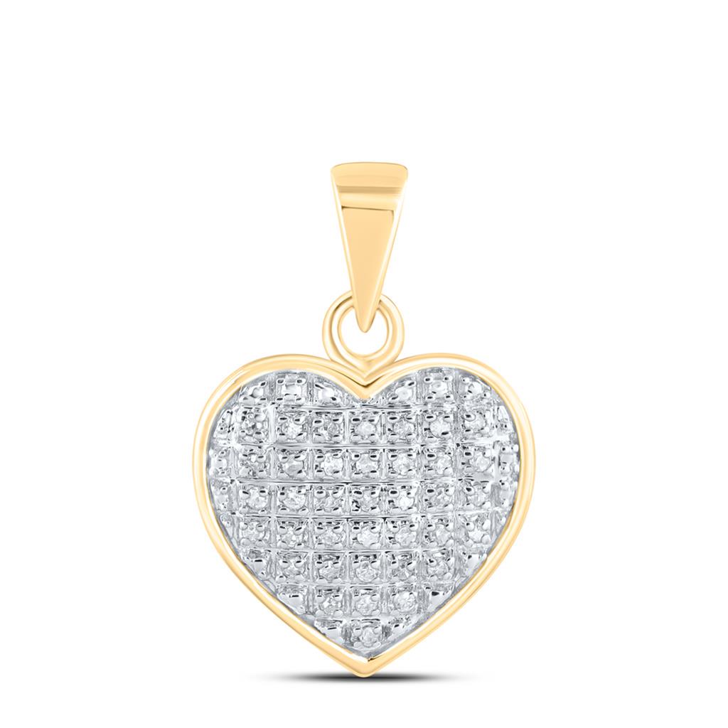 10K Gold Heart Diamond Jewelry Set  Pave-Set Natural Diamonds  Pendant & Screw-Back Earrings  Available in Yellow or White Gold