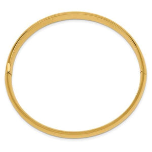 14K gold oval bangle shown from above, showing the oval rather than round shape