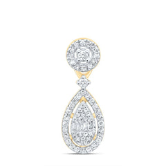 10K Gold and Diamond Teardrop Pendant & Earrings Set - 3/8 CTTW Round and Baguette Diamonds - Elegant Fine Jewelry - Yellow or White Gold