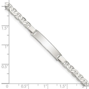 Anchor chain children's ID bracelet on a size chart