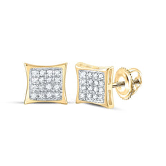 10K Gold Diamond Stud Earrings  Square Kite Shape Pave-Set Studs  1/10 CTW Natural Diamonds  Screw Back Closure