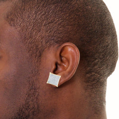 10K Gold Diamond Kite Earrings  7/8 CTTW Micro-Pavé Square Studs  Natural Diamonds, 10K Yellow or White Gold, 15.5mm