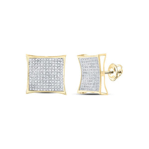 Yellow gold 15.5mm diamond kite stud earrings with screw back posts