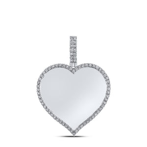 White gold heart pendant framed in prong set natural diamonds with a diamond accented bail