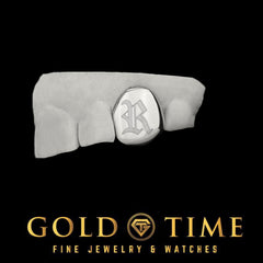 Custom Grillz - Single Cap with Custom Gothic Old English Letter Engraving