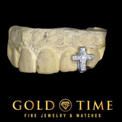 Custom Handmade Grillz - CZ Cross Gap Bar - 10k, 14k or Silver - Yellow, White, Rose - High Polish Finish