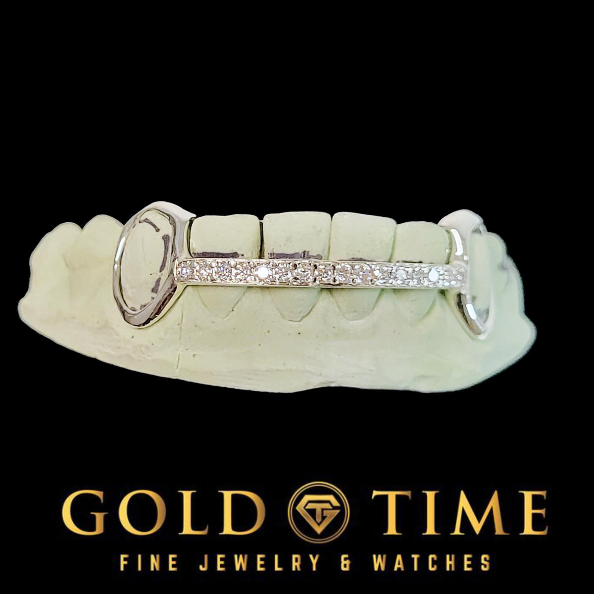 Custom Open Face Grillz with Moissanite Center Row  Available in Silver, Gold, Rose Gold, and Custom Options  Luxury Custom Teeth Jewelry