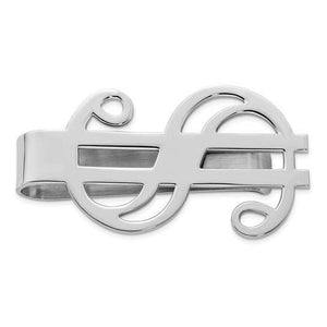 14K white gold dollar sign money clip