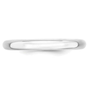 3mm white gold or silver comfort fit domed wedding band, side view