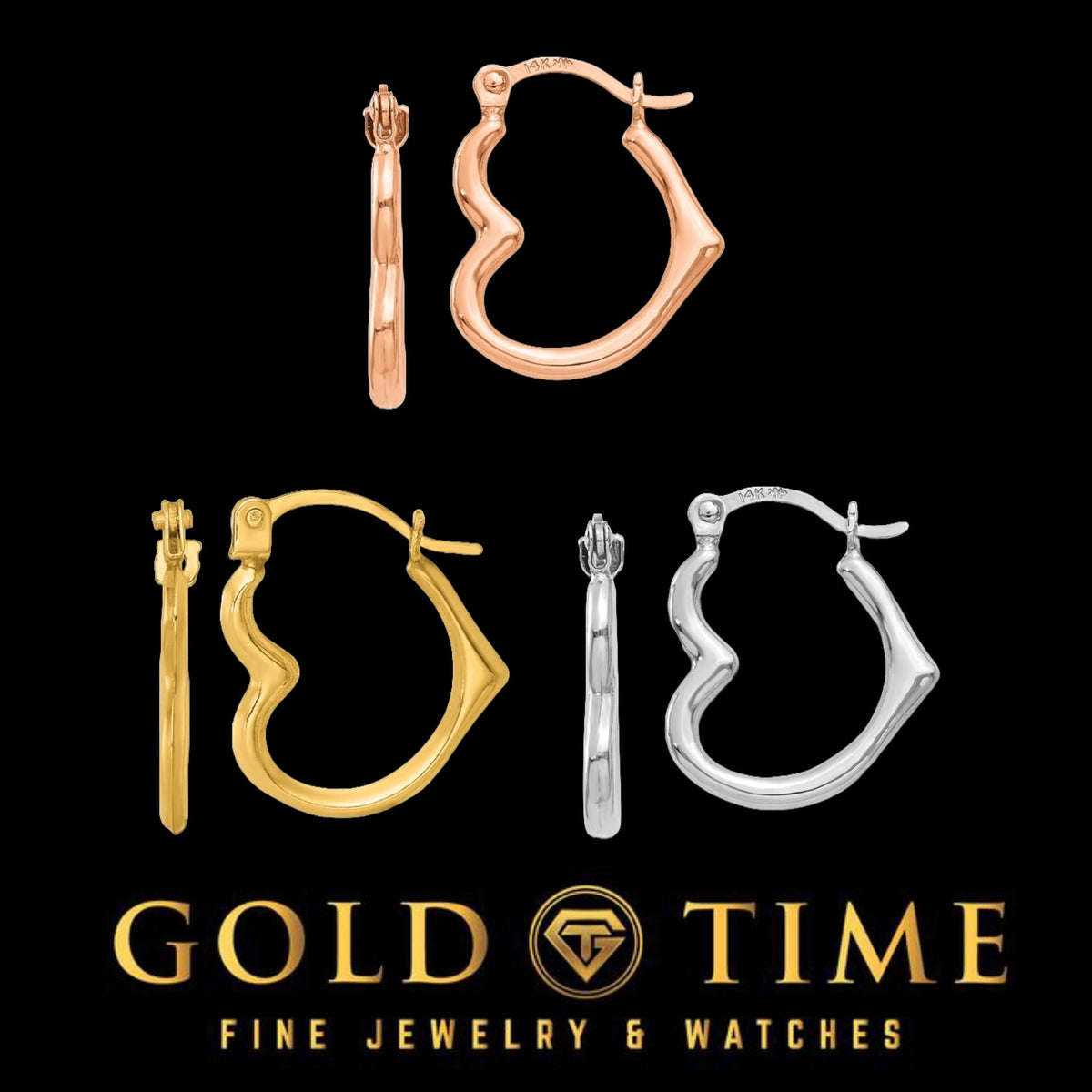 14K Gold Small Heart Hoop Earrings for Women - Available in Yellow, White, or Rose Gold, 15mm Length, Hollow