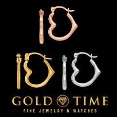 14K Gold Small Heart Hoop Earrings for Women - Available in Yellow, White, or Rose Gold, 15mm Length, Hollow