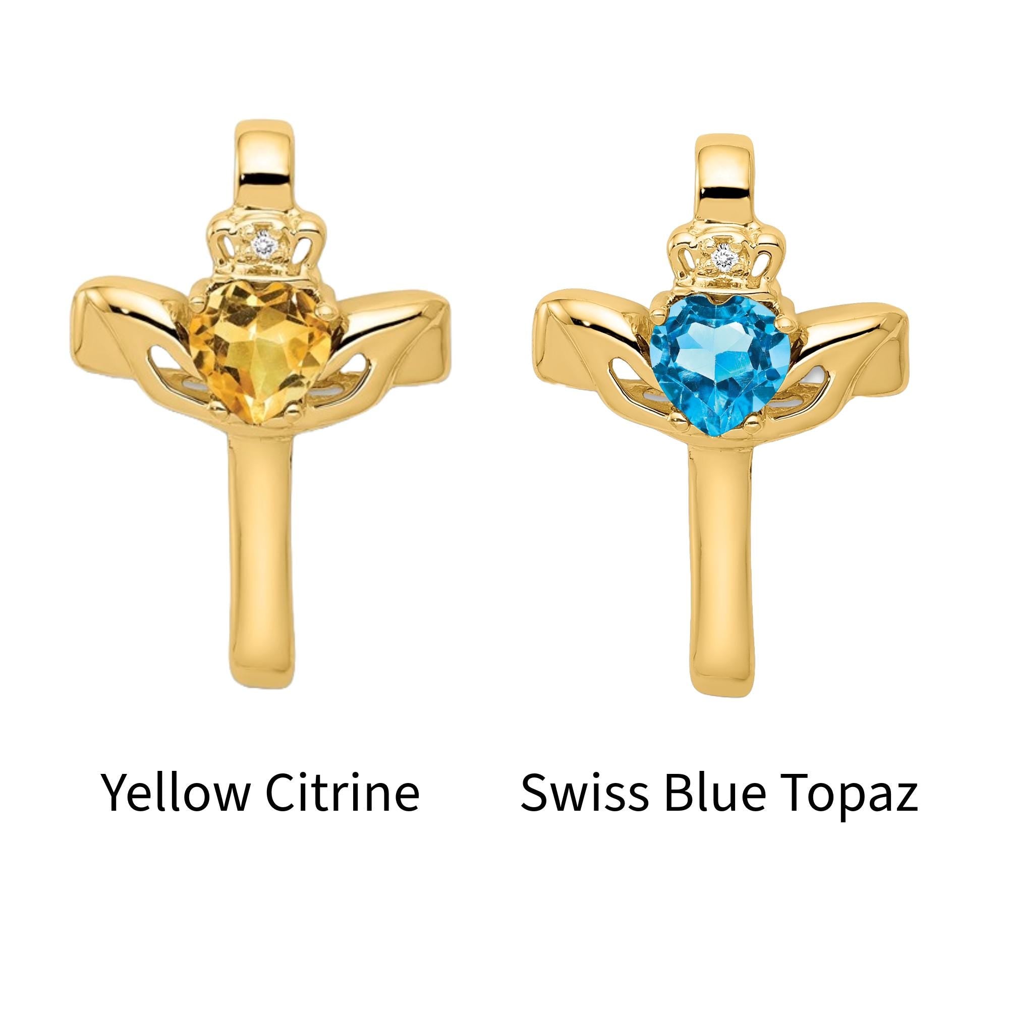 14K Yellow Gold Heart Gemstone Pendant  Diamond Accent, Custom Gemstone Choice, Elegant Fine Jewelry Gift for Women, Includes Gift Box