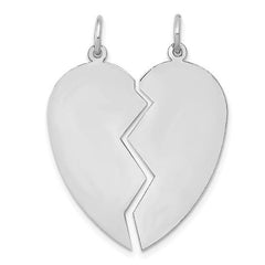 14k Gold Broken Heart Pendant  Custom Engraved Split Heart Necklace  Yellow or White Gold  Polished Finish  Matching Friendship Gift