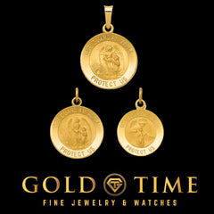 14K Gold Guardian Angel Pendant  Engravable Medal Charm  Small, Medium or Large  Religious Jewelry Gift  Solid or Hollow Options