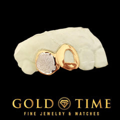 Double Cap Custom Grillz  Open Face Incisor & Diamond Dust Box Canine  Handmade Grillz with Impression Kit  Gold or Silver Options