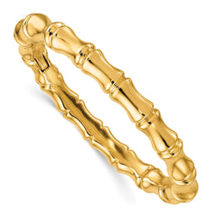 14K Yellow Gold Bamboo Earrings and Bangle Set: Polished Gold Jewelry
