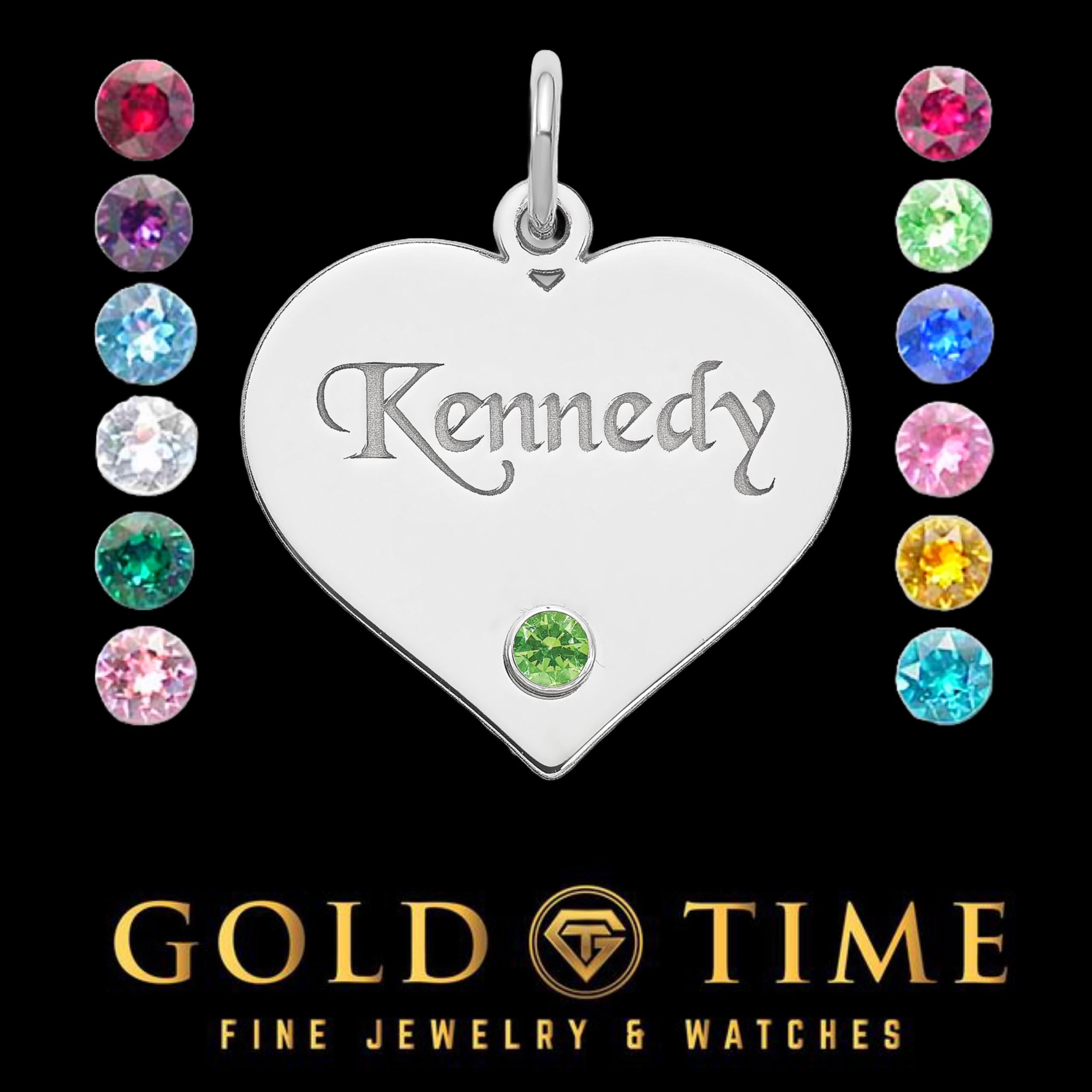 Personalized Sterling Silver Heart Pendant  Custom Engraving (Up to 10 Letters), Birthstone Choice, Elegant Fine Jewelry Gift