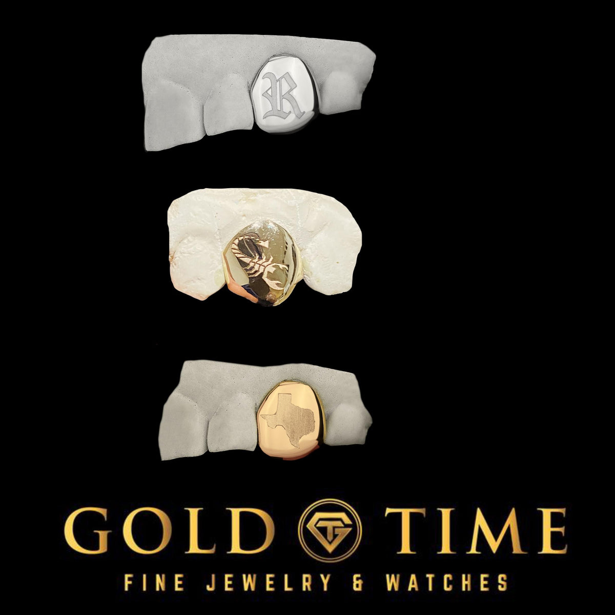 Custom Single Cap Grill with Engraving - Personalized Tooth Cap - Handmade Gold, Silver, Rose Gold Grillz - Includes Impression Kit