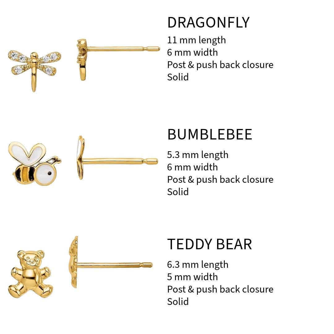 14K Yellow Gold Childrens Stud Earrings