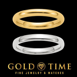 3mm comfort fit domed wedding bands in yellow gold and white gold