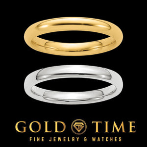 3mm comfort fit domed wedding bands in yellow gold and white gold