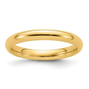 3mm yellow gold comfort fit domed wedding band with polished finish
